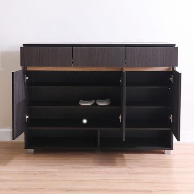 Bill 3 Door & 3 Drawer Shoe Cabinet 22 pairs- Wenge/Oak