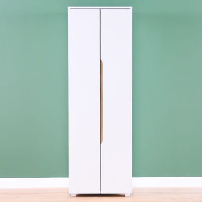 Bill 2 Door Tall Shoe Cabinet - 30 Pairs - White/Oak - With 2-Year Warranty