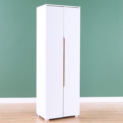 Bill 2 Door Tall Shoe Cabinet - 30 Pairs - White/Oak - With 2-Year Warranty