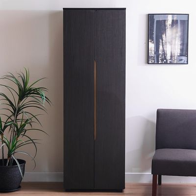 Bill 2 Door Tall Shoe Cabinet - 30 Pairs - Wenge/Oak - With 2-Year Warranty