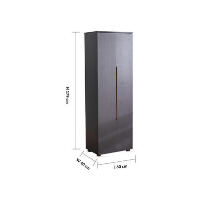 Bill 2 Door Tall Shoe Cabinet - 30 Pairs - Wenge/Oak - With 2-Year Warranty