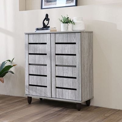 Ricky 14-Pair Shoe Cabinet-Grey Oak