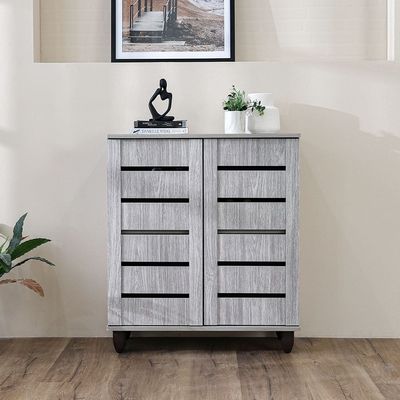 Ricky 14-Pair Shoe Cabinet-Grey Oak