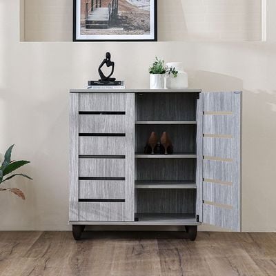 Ricky 14-Pair Shoe Cabinet-Grey Oak