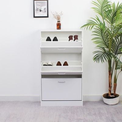 Oklahoma 3 Drawer Shoe Cabinet - White - 16 pairs