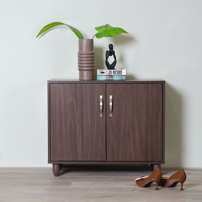 Viar 9-Pair Shoe Cabinet- Walnut - With 2-Year Warranty