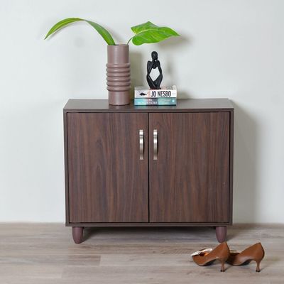 Viar 9-Pair Shoe Cabinet- Walnut - With 2-Year Warranty