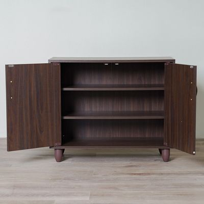 Viar 9-Pair Shoe Cabinet- Walnut - With 2-Year Warranty