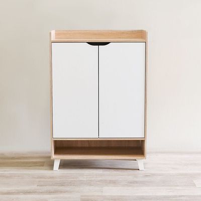 Janos 2 Door Shoe Cabinet - Sonoma Oak/White