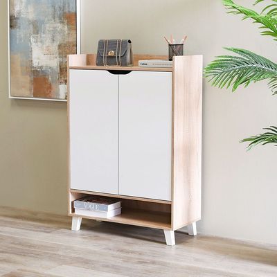 Janos 2 Door Shoe Cabinet - Sonoma Oak/White