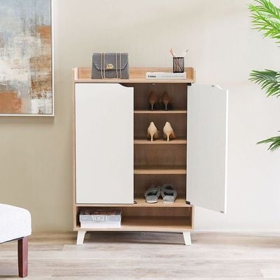 Janos 2 Door Shoe Cabinet - Sonoma Oak/White