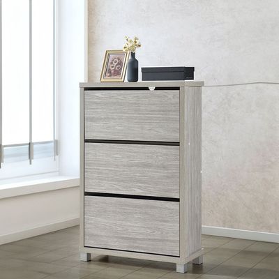 Harper 3-Door Shoe Cabinet - Grey Oak