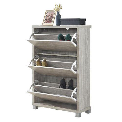 Harper 3-Door Shoe Cabinet - Grey Oak