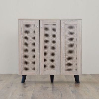 Lacey 3-Door Shoe Cabinet - Sonoma Oak - With 2-Year Warranty