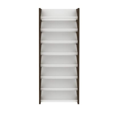 Lean 8-Tier Tall Shoe Cabinet - 24 Pairs - White/Walnut - With 2-Year Warranty