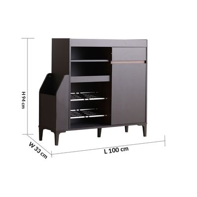 Pristina 9-Pair Shoe Cabinet with Open Shelves - Black/Walnut - With 2-Year Warranty