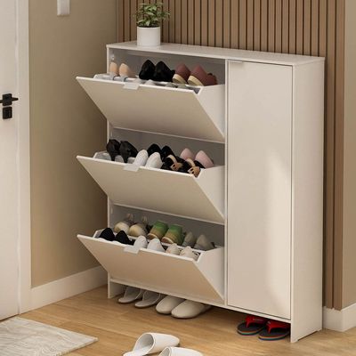 Apia 24-Pair Shoe Cabinet - White - With 2-Year Warranty