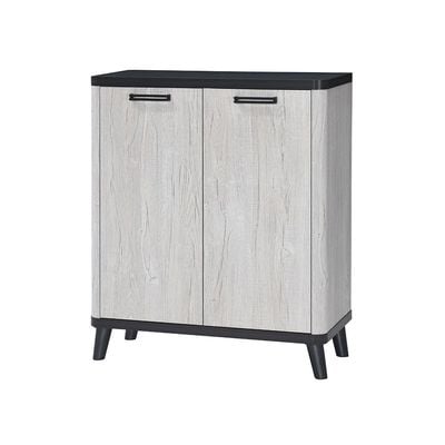 Kirwin 2 Doors Shoe Cabinet   -  Grey  Oak / Black