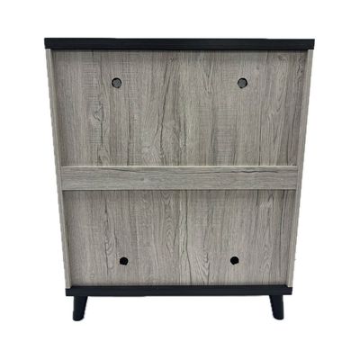 Kirwin 2 Doors Shoe Cabinet   -  Grey  Oak / Black