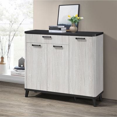 Kirwin 3 Doors And 1 Drawer Shoe Cabinet   -  Grey  Oak / Black