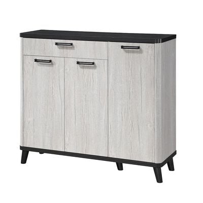 Kirwin 3 Doors And 1 Drawer Shoe Cabinet   -  Grey  Oak / Black