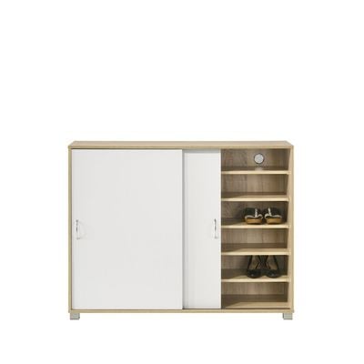 Claster 2 Door Sliding  Shoe Cabinet 34 pairs - White