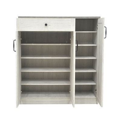 Zenith 3Door & 1Drawer Shoe Rack 21 Pairs-White Oak+Cement