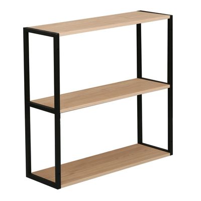 Riyan 3 Tier Wall Shelf - Walnut/Black
