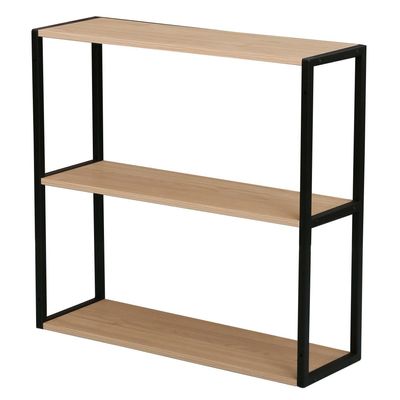 Riyan 3 Tier Wall Shelf - Walnut/Black