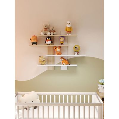 Colees 4 Tier Wall Shelf 85Lx11.5Wx60H Cm - Oak/White