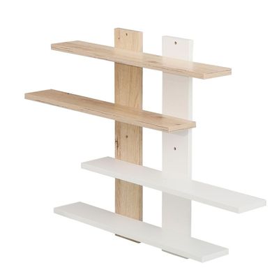 Colees 4 Tier Wall Shelf 85Lx11.5Wx60H Cm - Oak/White