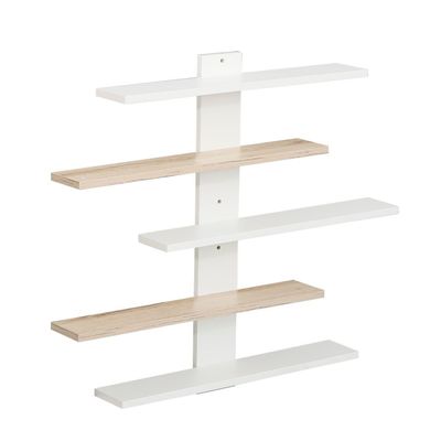 Colees 5 Tier Wall Shelf 85Lx11.5Wx70H Cm - Oak/White