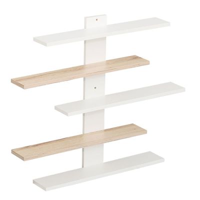 Colees 5 Tier Wall Shelf 85Lx11.5Wx70H Cm - Oak/White
