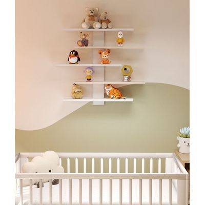 Colees 5 Tier Wall Shelf 85Lx11.5Wx70H Cm - Oak/White