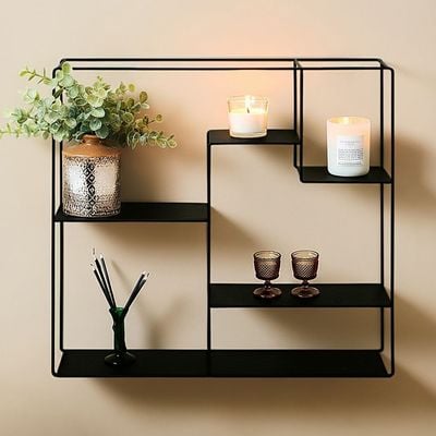 Cubic Wall Shelf  W80 X D15 X H80Cm - Black