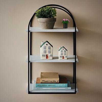 Arch Wall Shelf W50 X D18 X H90Cm - Black/White