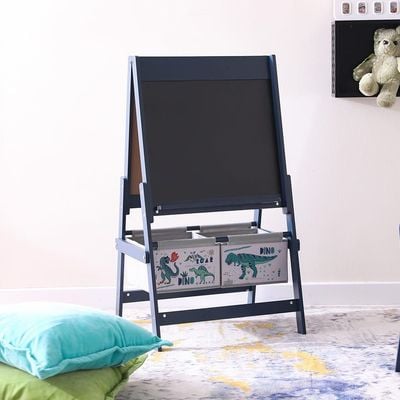 Dino Chalkboard with Toy Bin and Paper Roll - Grey