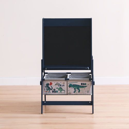 Dino Chalkboard with Toy Bin and Paper Roll - Grey