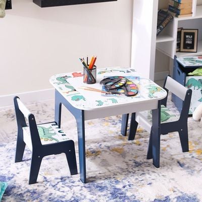 Dino Table with Lego chair and 2 Chairs - Grey
