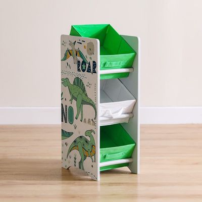 Dino Storage with 3 Bins - Grey