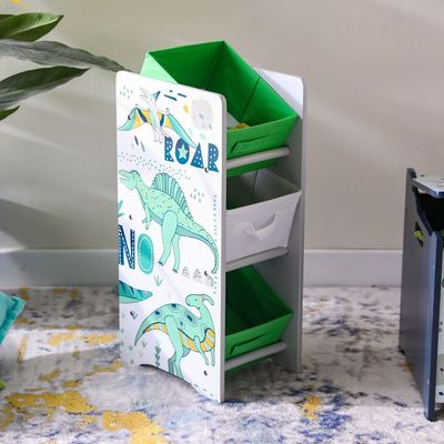 Dino Storage with 3 Bins - Grey