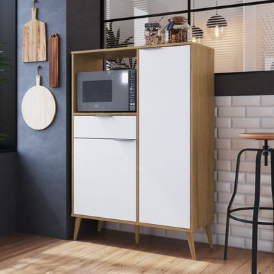 Latias 2-Door Kitchen Cabinet - White/Oak - With 2-Year Warranty