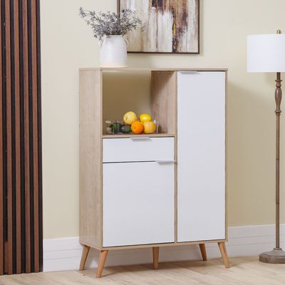 Latias 2-Door Kitchen Cabinet - White/Oak - With 2-Year Warranty