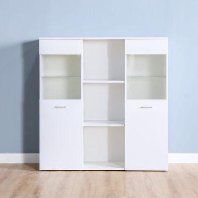 Oklahoma Sideboard Cabinet with LED Light - White - With 2-Year Warranty