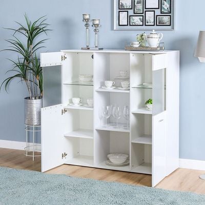 Oklahoma Sideboard Cabinet with LED Light - White - With 2-Year Warranty