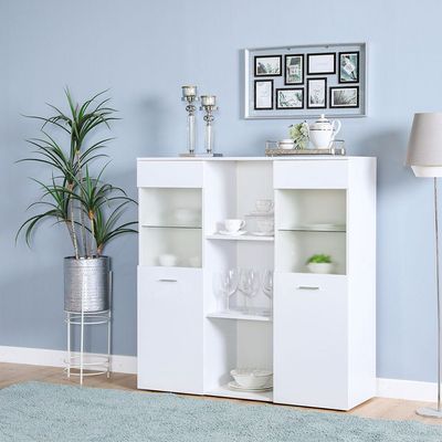 Oklahoma Sideboard Cabinet with LED Light - White - With 2-Year Warranty