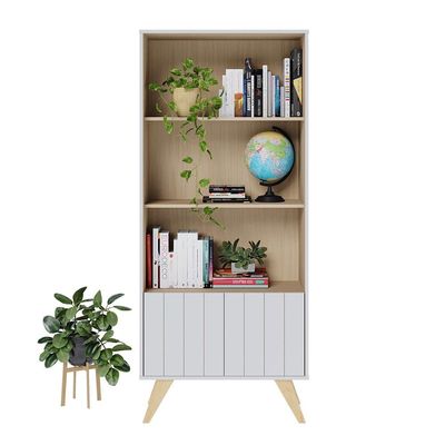 Cove Display Cabinet - Off White / Natural Oak