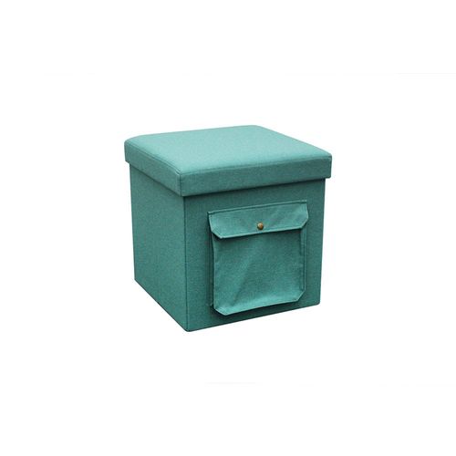 صندوق تخزين عثماني من الكتان الصناعي 38x38x38 سم من يانكي- أزرق سماوي