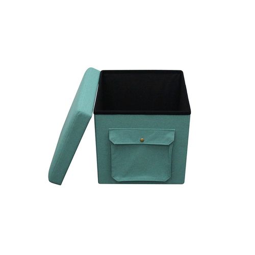 صندوق تخزين عثماني من الكتان الصناعي 38x38x38 سم من يانكي- أزرق سماوي