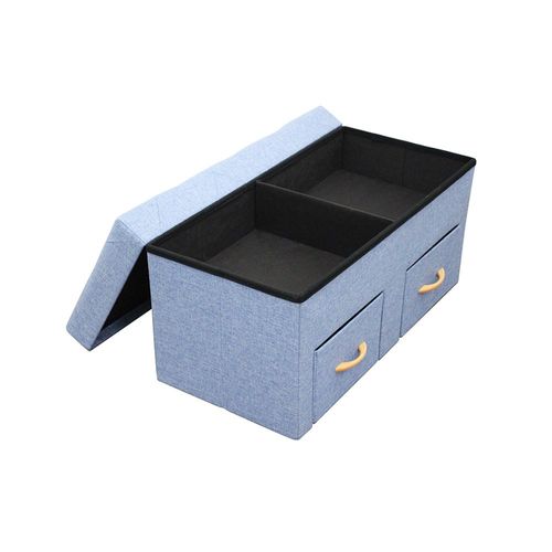 صندوق تخزين عثماني من الكتان الصناعي 80X40X40 سم من تريكس - أزرق